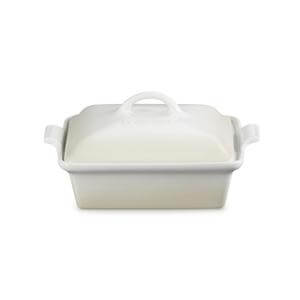 Le Creuset Stoneware Deep Square Dish with Lid 23cm Meringue